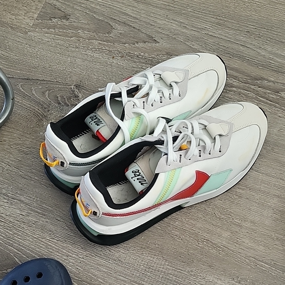 White Sneakers with Red and Mint Accents